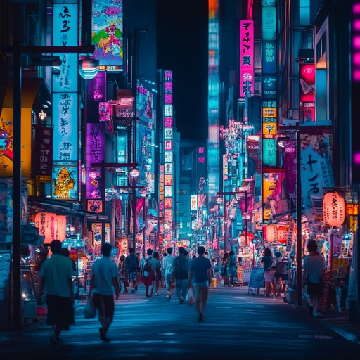 An electrifying track that transports you to the bustling, neon lit streets of tokyo at night, brimming with catchy synth hooks, energetic rhythms, and an overall vibrant vibe.