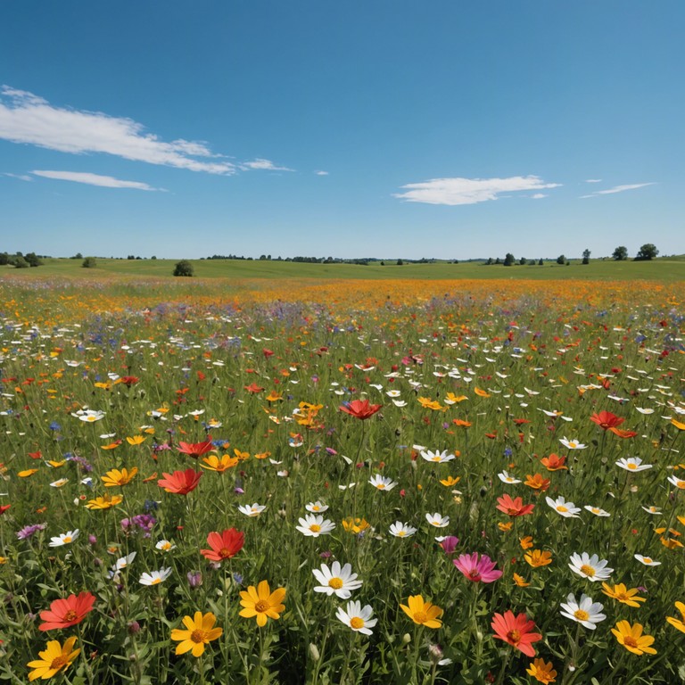 This composition transports the listener to a vivid spring morning, with melodic phrases that mimic the cheerful chirping of birds and a light breeze swaying through blooming flowers. The music rises and falls in gentle, joyful waves, providing a sense of renewal and blissful peace.