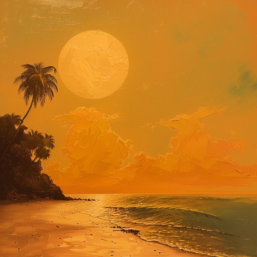 Imagine the sound of palm leaves rustling gently as the sun sets over a pristine beach. This serene reggaeton tune blends mellow percussions with soft melodies, creating a tranquil ambiance perfect for relaxation or meditation. The rhythmic pulse mimics the ebb and flow of waves, transporting the listener to a serene tropical paradise.