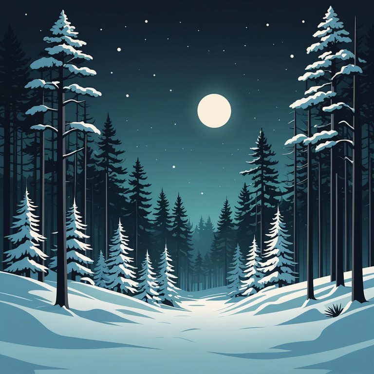 Imagine a track that captures the essence of a peaceful but intriguing holiday evening, merging gentle melodies with a secretive, frosty atmosphere.