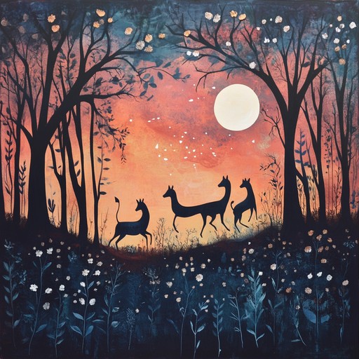 This enchanting and elegant instrumental piece takes listeners on a journey through a twilight forest. The glockenspiel and piano create a light, airy melody, illustrating the playful movements of forest animals as they dance. Ideal for children's bedtime, the music evokes a magical and serene atmosphere.