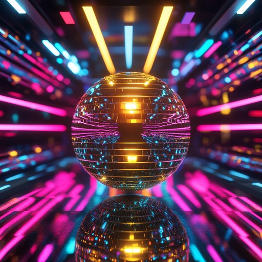 Imagine a retro dance party in outer space where glittering stars pulse to an infectious beat, lifting every soul into a state of ecstatic euphoria. Energetic synthesizer melodies shimmer and falsetto vocal samples echo, creating a transcendental dance experience that feels as if it's straight from a futuristic disco.