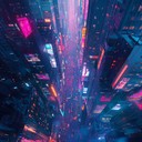 electronic beats drive through neon lit futuristic urban landscapes