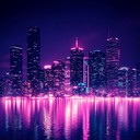 synths depict cities in vibrant, reflective night hues