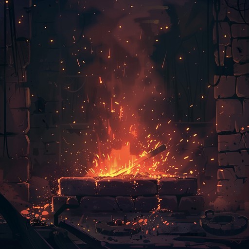 An instrumental piece blending heavy metal guitar riffs with mystical soundscapes, evoking a sense of magic and power. The track builds in intensity, immersing the listener in a hard yet enchanting journey through an ancient forge where mythical weapons are forged. The electric guitar leads the arrangement, complemented by atmospheric elements and powerful drumming.