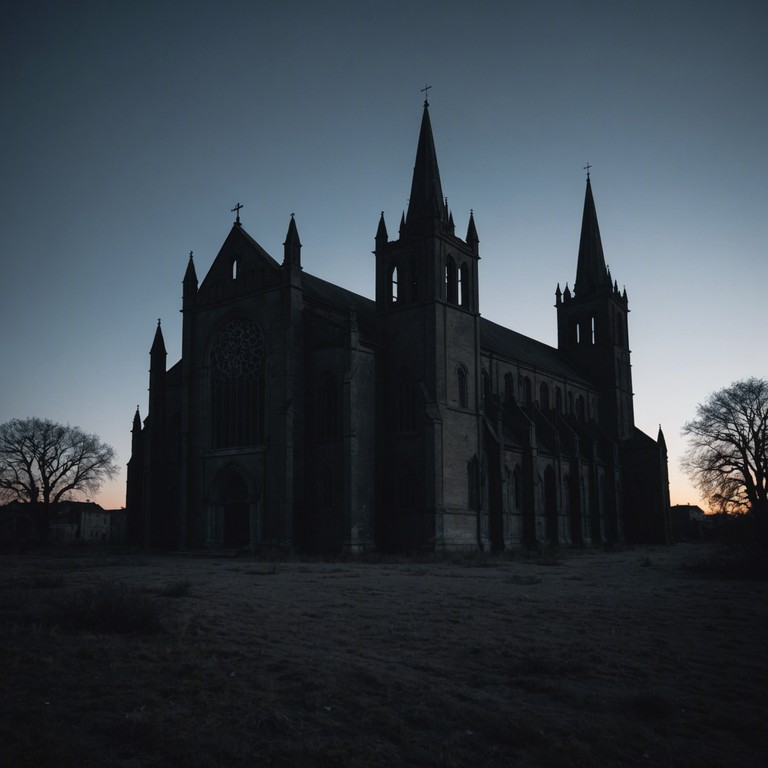 Imagine standing alone amidst the grandeur of fallen stone arches, where only the haunting sound of a church organ breaks the profound silence, evoking a poignant sense of beauty and loss.