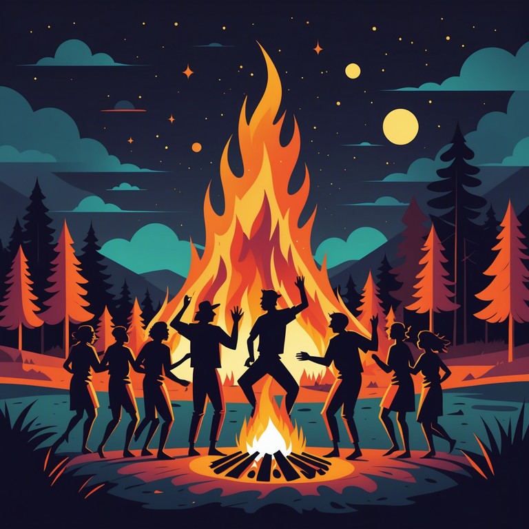 This track blends tribal rhythms carried through meticulously prepared percussion with a backdrop of modern electronic sounds, creating a vibrant fusion intended to transport the listener to a ceremonial fire dance under starlit skies. The use of deep, echoing drum beats represents the call of the wild ancestors, layering it with subtle electronic elements to signify the connection between the past and present.