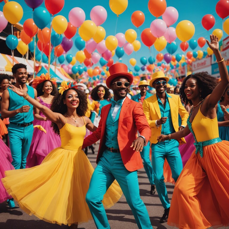 This track captures the essence of a bustling, vibrant carnival with its lively rhythms and cheerful melodies, designed to evoke the excitement of carefree days dancing in the sun. The music is infused with the vivid colors and dynamic energy of a festive crowd, making you feel like you're in the middle of the action.