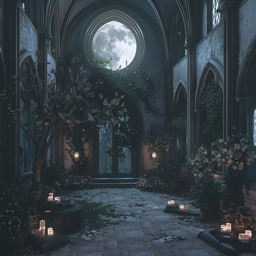 Step into a tranquil gothic realm under a moonlit sky, where calming melodies weave through the stillness. Enigmatic, peaceful tones create a sanctuary of serenity, blending the spectral elegance of goth with the soothing whispers of the night.