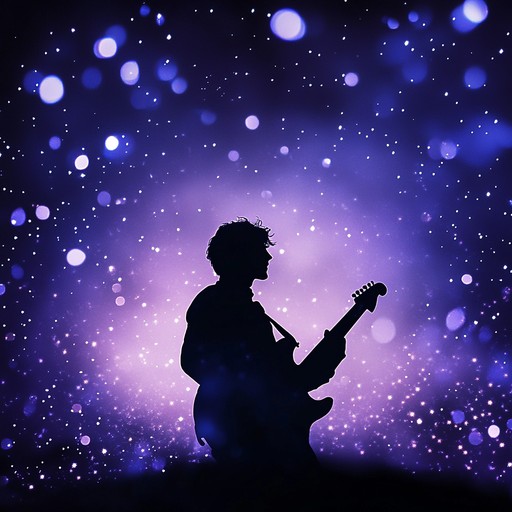 An instrumental track that captures the essence of glam rock's flamboyance and style but with a relaxed, soothing atmosphere. It blends shimmering guitar riffs with mellow rhythms, creating a dreamy soundscape that evokes images of starlit nights and velvet skies.