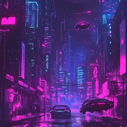 A high octane synthwave instrumental featuring powerful basslines, dark atmospheric synths, and driving rhythms evoking a dystopian cyberpunk world.