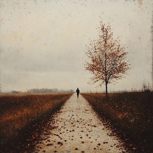 A haunting instrumental piece that captures the essence of loneliness through gentle, melancholic piano melodies, set against the backdrop of a quiet autumn evening.