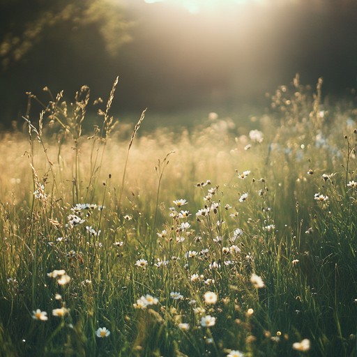 A tranquil instrumental featuring soft, shimmering strings, emulating the peaceful ambiance of a sunlit meadow, where each note sparkles creating a calming and reflective atmosphere perfect for relaxation