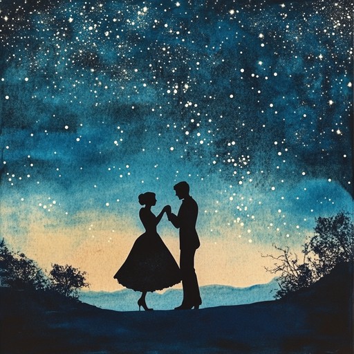 Under a starlit sky, couples move softly to the rhythm of a tender swing waltz. Led by the saxophone, the melody is smooth and intimate, creating a serene backdrop for a night of romance and tranquility.