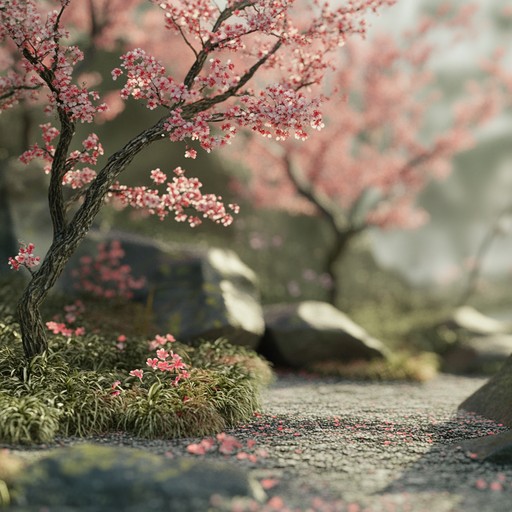 An enchanting instrumental track inspired by the quiet elegance of sakura falling in a tranquil garden. This gentle anime tune with a soft piano ambiance brings forth emotions of calmness, tenderness, and wistful memories of cherished moments.