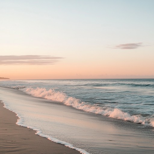 Imagine you are walking along a peaceful coastal paradise, the setting sun casting warm glows on the soft sand. The calm ocean breezes and gentle crash of waves craft a soothing melody, inviting rest and serenity through harmonious chillout rhythms.