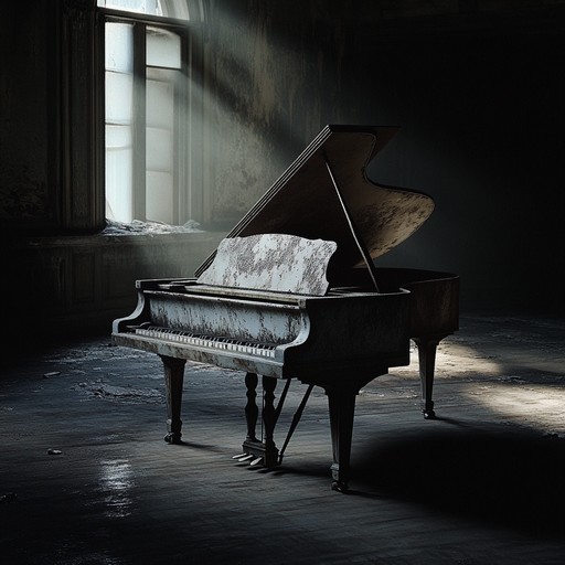 A haunting instrumental piece featuring delicate piano that echoes solemnly in empty rooms, evoking the presence of lost souls and the weight of untold histories. The music softly unravels, stirring feelings of melancholy and unease, creating an atmosphere that's both beautiful and chilling.