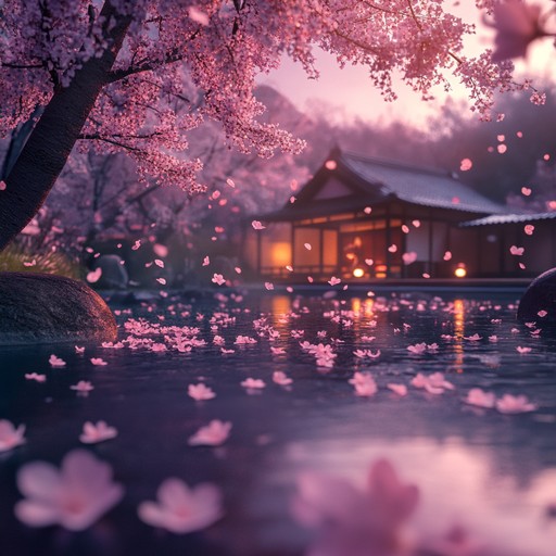 This instrumental track captures the tranquil beauty of cherry blossom petals falling at dusk. With soft piano melodies and gently plucked koto strings, it creates an atmosphere of peaceful introspection. The serene backdrop is enriched by subtle electronic pads, adding a modern touch to the traditional japanese soundscape. Perfect for moments of quiet reflection and nostalgia.