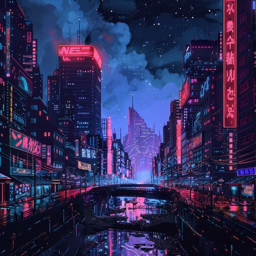 This track weaves a tapestry of digital and analog, blending ethereal synths with haunting melodies, mimicking the paradoxical elegance and grit of a cyberpunk cityscape at night. The soundtrack incorporates rising and falling dynamics to represent the highs and lows experienced within the neon lit urban environment. Driven by a robust synthesizer that casts a futuristic yet nostalgic glow, listeners experience a melodic journey through time in a cybernetic metropolis.