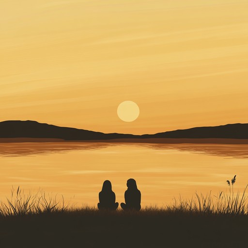 An evocative instrumental composition reminiscent of golden summer sunsets in the 1970s. This gentle piece features soothing acoustic guitar, mellifluous synths, and light percussion, creating a heartwarming and serene atmosphere.