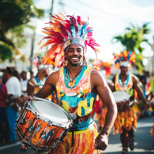 This track captures the raw energy of urban life intertwined with the vibrant rhythms of caribbean carnival. The melody driven by the steel drum brings out the joyous yet gritty essence of calypso, creating a unique soundscape. The tempo fluctuates between lush and energetic, bringing to life the bustling streets filled with dance and celebration.