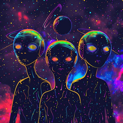 Experience an interstellar festivity with this track, blending galactic synths, quirky beats, and bizarre effects for a unique celebration.