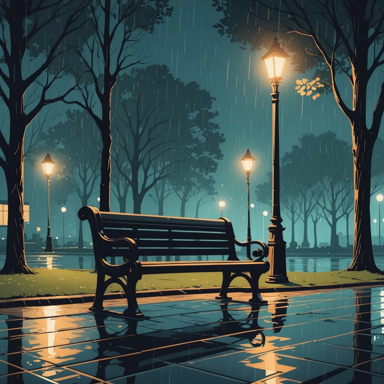 A softer version emphasizing the quieter, more subtle sounds of rain and wind, providing an even deeper dive into solitude and reflection, with gentle piano notes acting like raindrops on an empty street