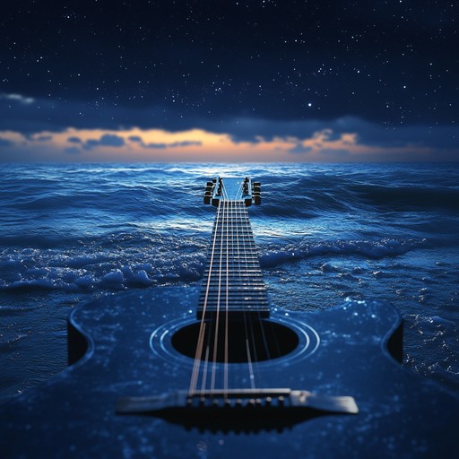 An emotive instrumental rumba featuring delicate guitar harmonies and subtle percussion, evoking the intimacy of a slow dance beneath a shimmering moon. The melody flows like waves, conjuring images of a peaceful seaside romance.