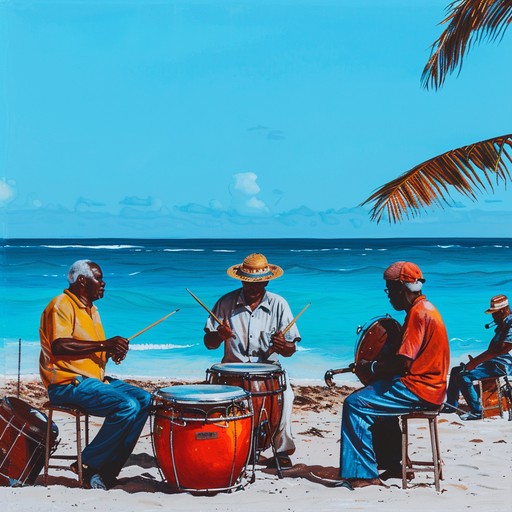Immerse yourself in the cheerful atmosphere of a caribbean beach celebration. This track combines lively steelpan, energetic congas, and festive maracas, creating a perfect soundtrack for holiday festivities and beach parties