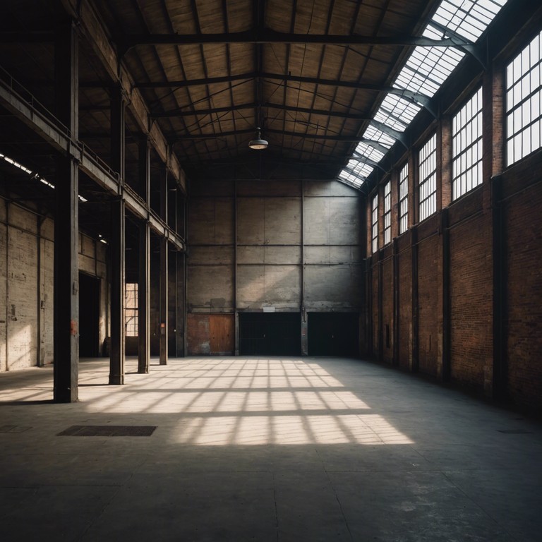 This track layers rhythmic stomps with deep reverberating echoes that recall the sounds of a bustling old factory now silent and somber. Subtle, nostalgic undertones are created with the stomp acting as the main instrumental pulse, layered with ambient sounds portraying the essence of reminiscence and time passed.