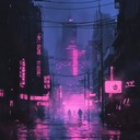 soft electronic beats in calming cyberpunk atmosphere