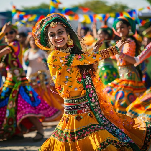 This composition captures the essence of a festive night in the heart of rajasthan, blending traditional rhythms with a contemporary twist. The sound of the tabla sets the foundation, creating a foot tapping rhythm that invites listeners to dance and celebrate under a vast, star filled sky. Each beat resonates with the vibrant culture and spirited atmosphere of a rajasthani festival.