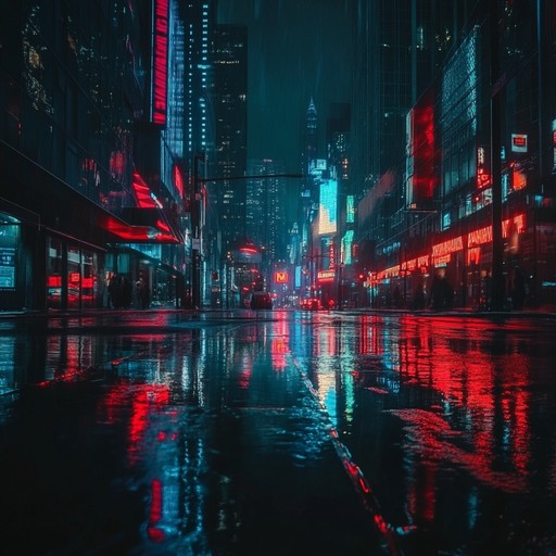 Immersive soundscapes blending dark synths and chillwave tones, creating an urban nightscape ambiance perfect for introspective moods