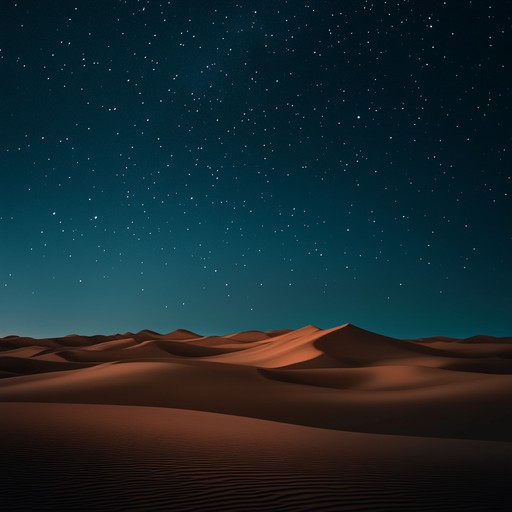 An ambient composition combining traditional middle eastern instruments with modern textures, creating a meditative atmosphere reminiscent of a peaceful desert at midnight. Hypnotic rhythms, lush pads, and the gentle sound of a santoor take the listener on a serene and mystical journey.