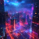 an enthralling, futuristic synthwave experience under neon skies