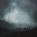 eerie march of ghostly troops through desolate battlefield