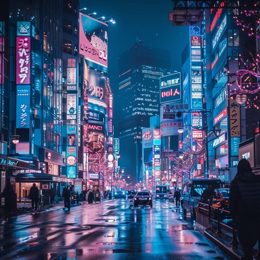 This instrumental track captivates with a blend of dramatic atmospheres and high energy j pop motifs, weaving neon colored synth lines and powerful rhythmic sections to evoke a cinematic soundscape. Each note spirals into an emotional crescendo, embodying the spirit of a bustling cityscape bathed in neon lights, creating an immersive listening experience.