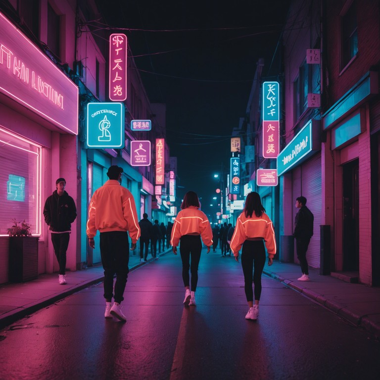 This track is a blend of smooth, electric piano overlays with deep bass lines and snappy snare rhythms, capturing the essence of late night cityscapes and retro dance floors. It infuses classic new jack swing elements with modern electropop vibes, creating a nostalgic yet fresh sound.