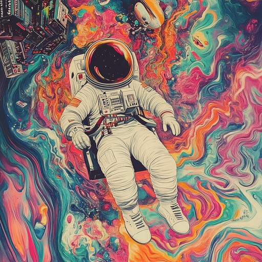 Retro cosmic mind trip is an instrumental track that takes the listener on a psychedelic journey through soundscapes reminiscent of the 70s cosmic era. It blends swirling vintage synthesizers with trippy guitar riffs, creating an immersive auditory experience that evokes a sense of exploration and nostalgia.