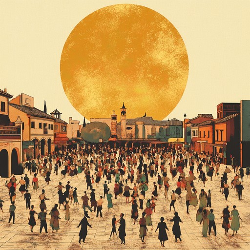 A vibrant and hopeful latin instrumental that captures the lively atmosphere of a sunlit plaza, filled with rhythmic guitar strums and joyous melodies, perfect for evoking feelings of warmth and optimism. Picture a bustling town square where people dance and celebrate life under the golden afternoon sun