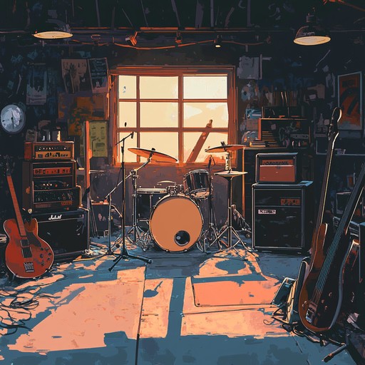 An instrumental garage rock song combining upbeat guitar riffs and driving rhythms to create a cheerful and energetic atmosphere.