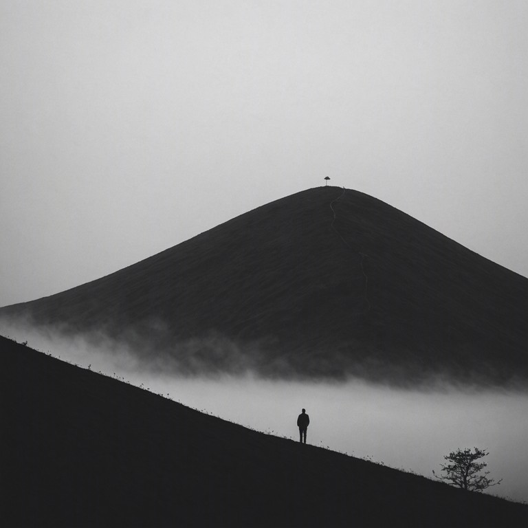 This track delivers an eerie soundscape, characterized by low, resonant cellos layered with minimalist high pitched violin whispers, creating an audio depiction of fog laden, desolate hills swept by ghostly presences. Empty space in the composition allows each note to loom ominously, mimicking slow moving shadows over desolate terrain.