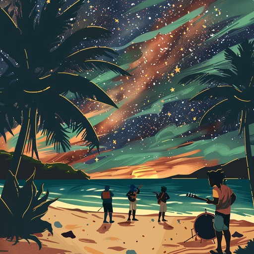 Discover a fusion of traditional reggae rhythms and cosmic elements, melding earthly vibes with celestial synths, creating a tranquil, otherworldly soundscape.