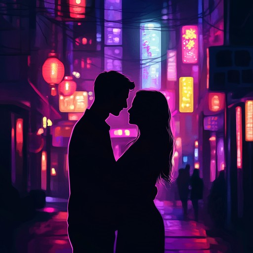 An instrumental electro track that blends airy synth pads with gentle electronic beats, creating a romantic and dreamy atmosphere reminiscent of strolling under neon city lights. The melody weaves through lush soundscapes, evoking emotions of nostalgia and longing, inspired by 1980s synthpop and modern chillwave influences. The composition incorporates subtle elements of parisian café music, adding an intimate touch that transports listeners to moonlit streets in a soulful urban landscape. Ideal for moments of quiet reflection, intimate dinners, or scenes depicting heartfelt connections.