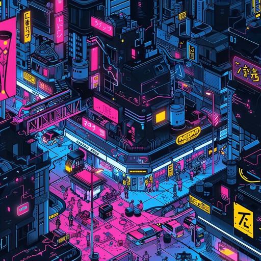 Dive into the electronic heart of a futuristic rebellion, where pulsating synths meld with aggressive beats and distorted sounds. This composition evokes a world of neon lights, cybernetic enhancements, and a fight against oppressive forces in a sprawling, dystopian cityscape.