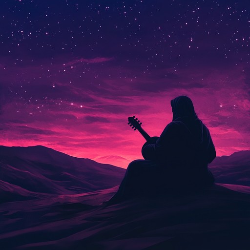 A mesmerizing instrumental blending 80s synthwave with middle eastern melodies, featuring the haunting sounds of the oud over lush electronic textures, evoking the mystique of desert nights and ancient caravans.