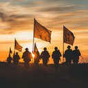 a rousing military march driven by powerful percussion beats.