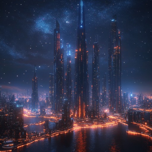 An instrumental future bass song that fuses futuristic synths and energetic beats with uplifting melodies inspired by neon lit cityscapes, evoking feelings of hope and adventure