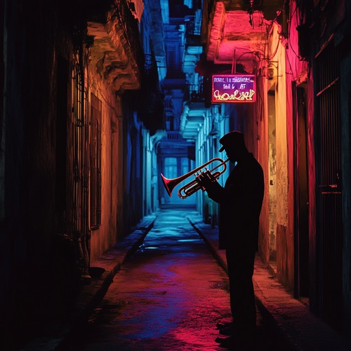 An instrumental track blending traditional latin jazz elements with gritty urban textures, featuring driving rhythms and bold brass melodies that evoke the energy of havana's nightlife.