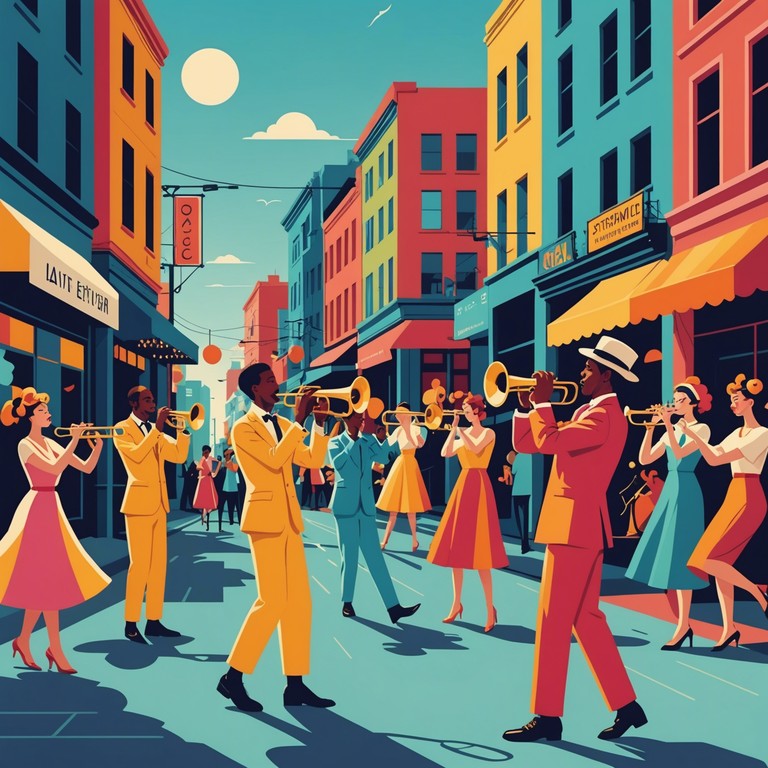 This track captures the essence of a street festival with its powerful and rhythmic beats, complementing the sounds of traditional cumbia with triumphant brass sections, creating a vibrant and uplifting atmosphere that inspires dancing and joy.